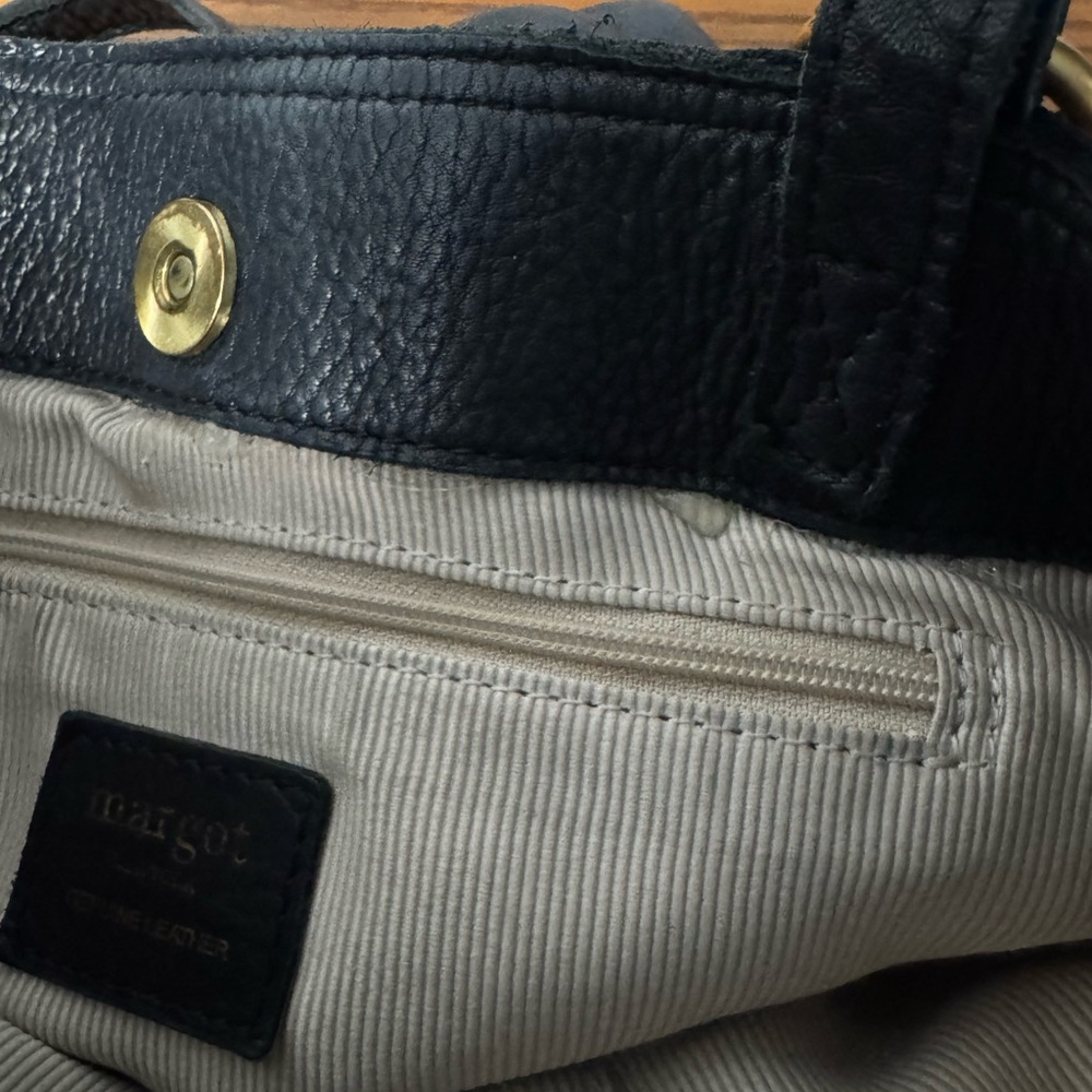 Margot Newyork Black Leather Purse ~ 100% Leather 14”W x 11”T - Picture 5 of 15